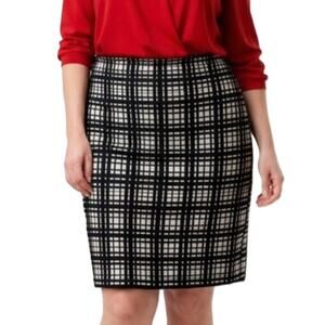 Dalia Collection Wool Pencil Skirt Size 14 Black White Straight Lined Career Pro